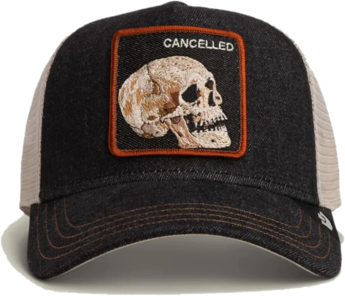 Goorin Denim Skull Trucker Hat - 57/43 Poly Cotton Blend - Dark Denim - One Size - Unisex