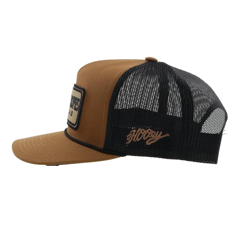 HOOEY Cactus Ropes Texas Patch Trucker Hat for Men – Adjustable Snapback Mesh Baseball Cap - Breathable Mesh - Western Trucker Hat for Ranch, Work, & Everyday Wear - One-Size - Tan/Black