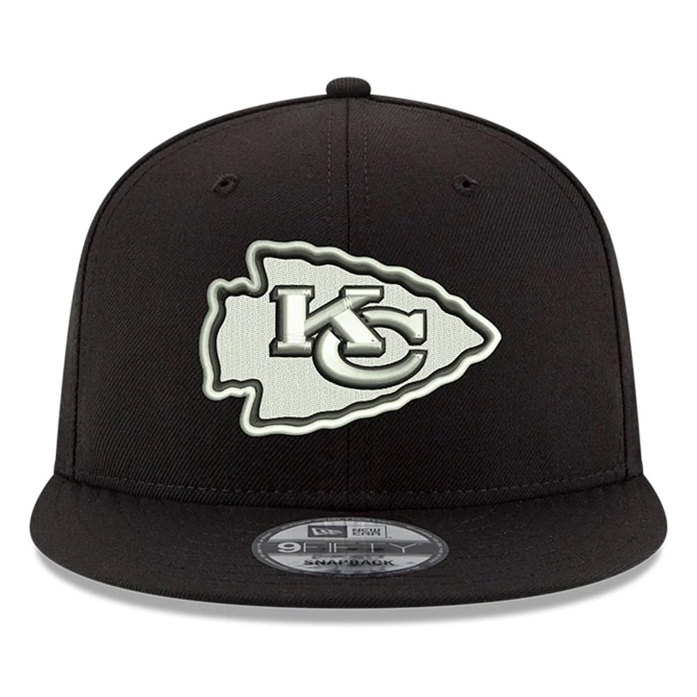 New Era NFL 9FIFTY Black White Adjustable Snapback Hat Cap One Size Fits All (Kansas City Chiefs)