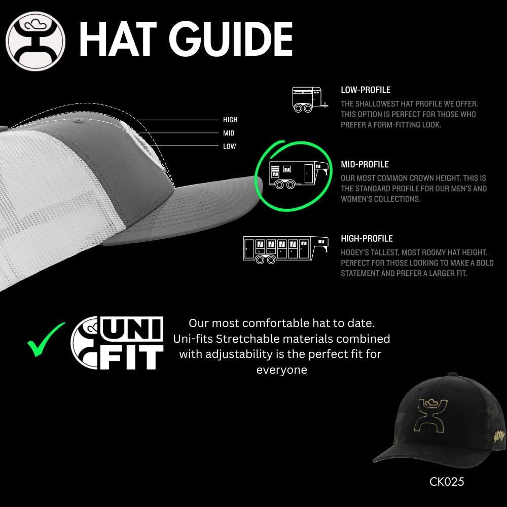 HOOEY Chris Kyle Adjustable Snapback Hat – Mid Profile 6-Panel Breathable Mesh Baseball Cap, Trucker Hat for Men and Women