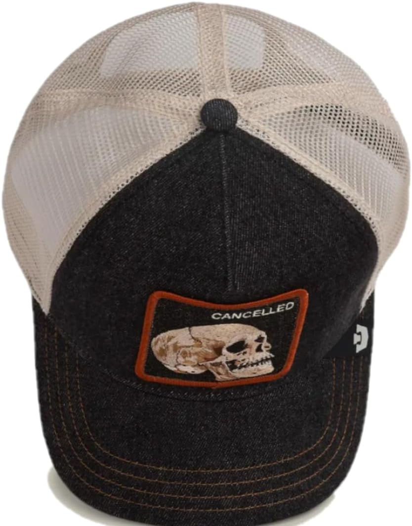 Goorin Denim Skull Trucker Hat - 57/43 Poly Cotton Blend - Dark Denim - One Size - Unisex