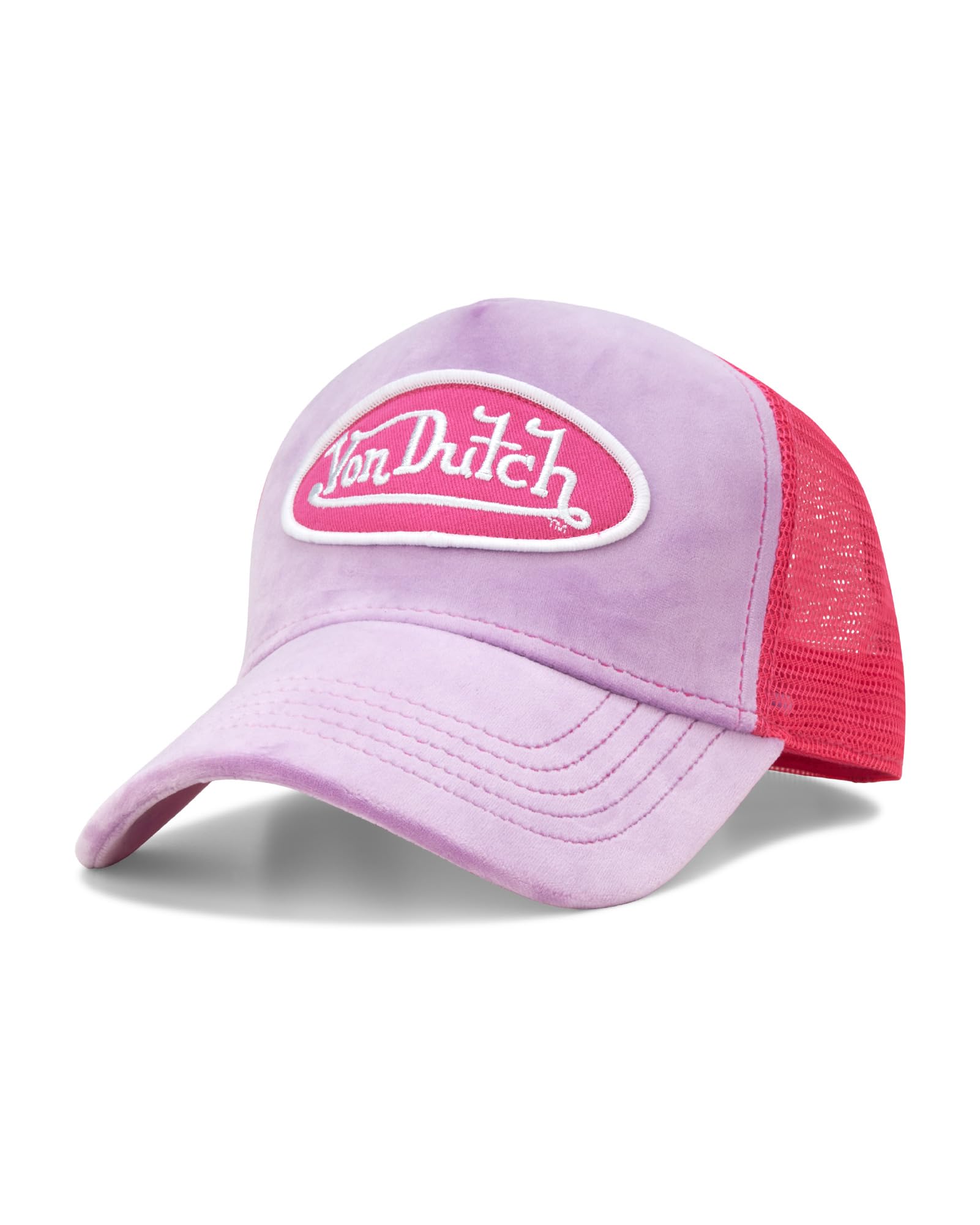 Von Dutch Unisex Trucker Hat - Velvet Curved Bill Mesh Back Retro Classic Adjustable Snapback Baseball Cap for Men and Women