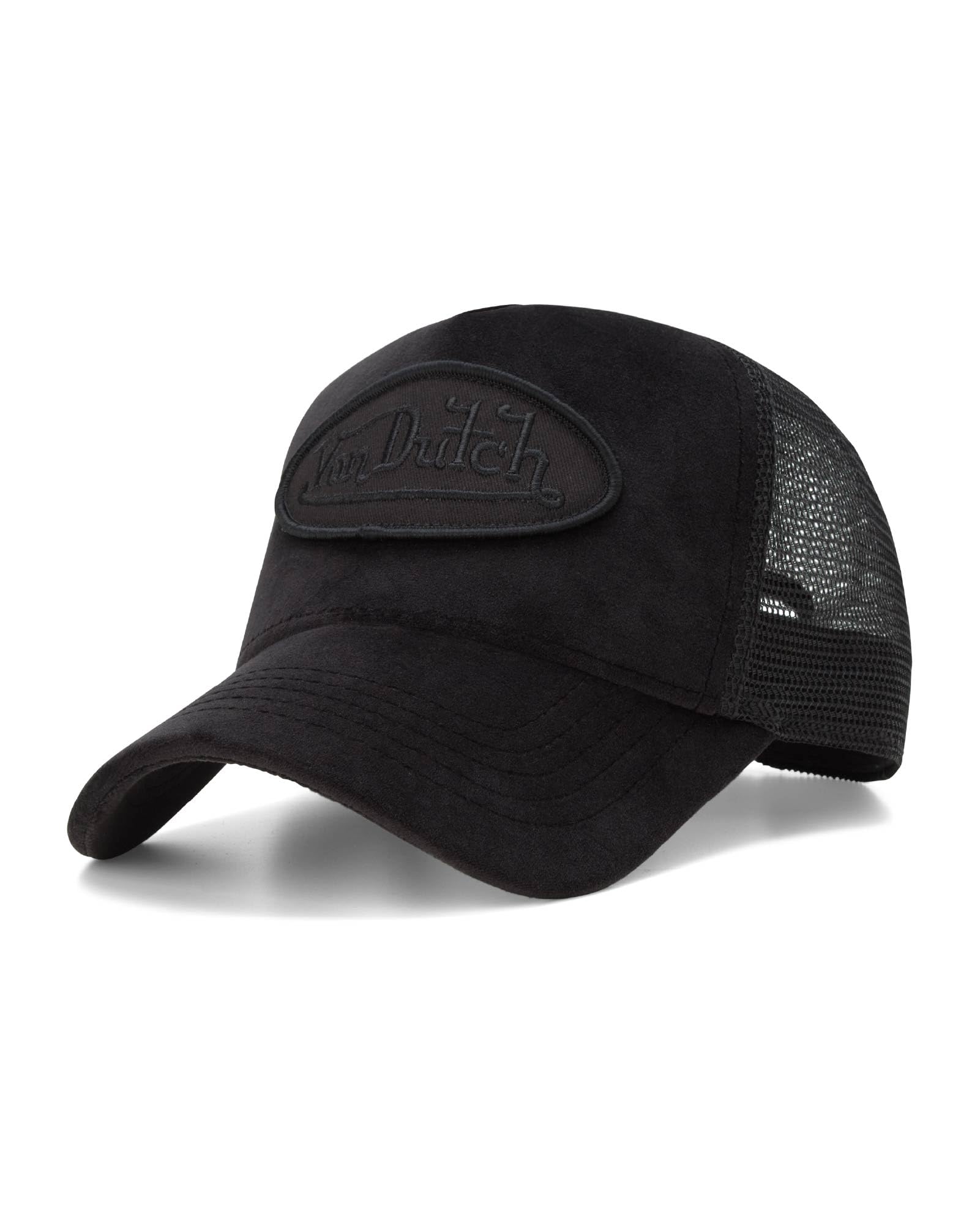 Von Dutch Unisex Trucker Hat - Velvet Curved Bill Mesh Back Retro Classic Adjustable Snapback Baseball Cap for Men and Women