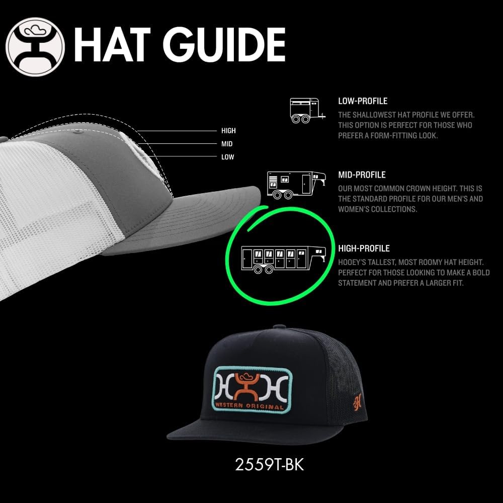 HOOEY Loop Trucker Hat - Retro Adjustable Fit Snapback Hat - Embroidered Patch Baseball Cap for Men and Women