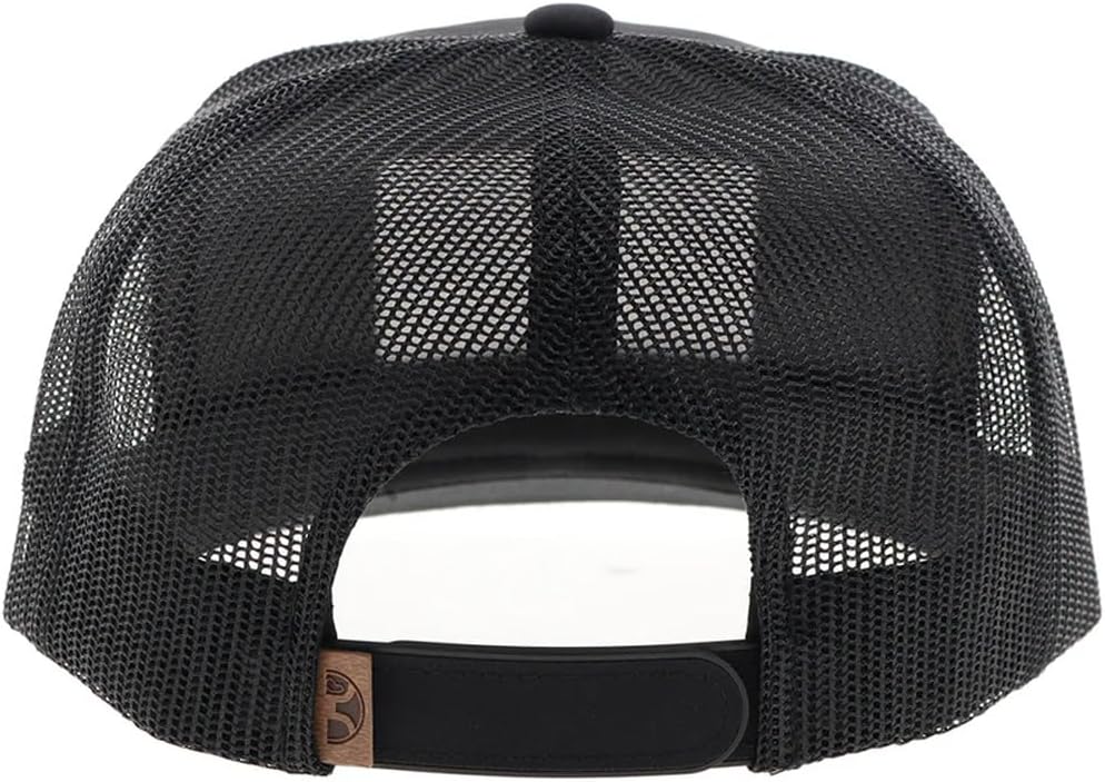 HOOEY Liberty Roper Hat - Adjustable Snapback Mesh Trucker Cap with Leather USA Flag Patch and Western Rope Trim