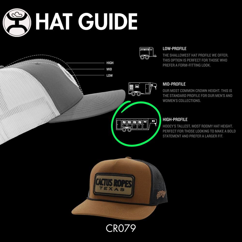 HOOEY Cactus Ropes Texas Patch Trucker Hat for Men – Adjustable Snapback Mesh Baseball Cap - Breathable Mesh - Western Trucker Hat for Ranch, Work, & Everyday Wear - One-Size - Tan/Black