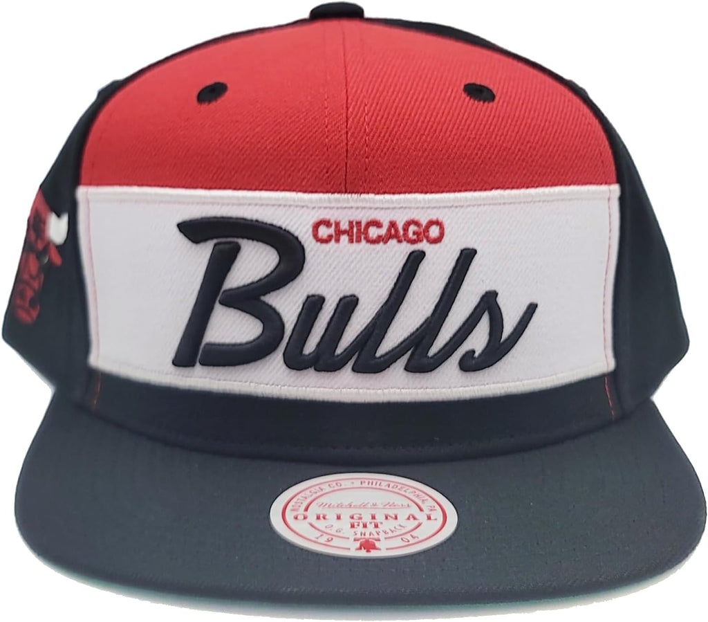Mitchell & Ness Chicago Bulls New Retro Sport Script Black Red Era Snapback Hat Cap