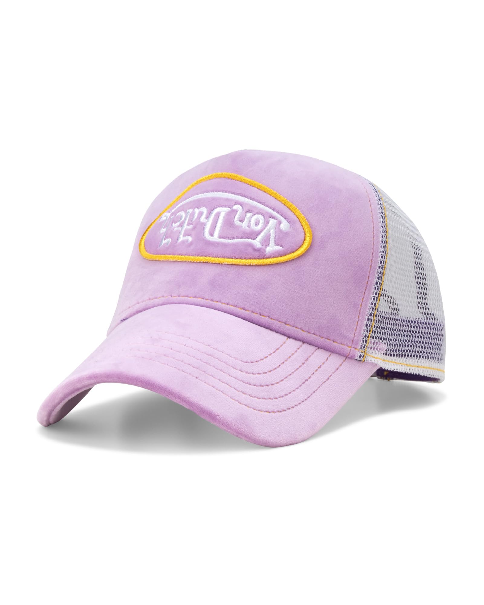 Von Dutch Unisex Trucker Hat - Velvet Curved Bill Mesh Back Retro Classic Adjustable Snapback Baseball Cap for Men and Women