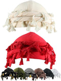 2Pcs Turban for Men, Adjustable Halo Durag Twist Head Wraps Silk Satin Lined Cap for Women Turban Hat Elastic Pre Tie Durag (US, Alpha, One Size, Beige, Red)