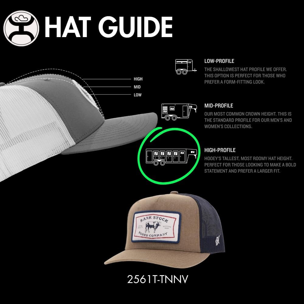 HOOEY Rank Stock Trucker Patch Hat - Adjustable Snapback, Breathable Mesh Baseball Cap