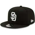 New Era Unisex-Adult MLB 9Fifty Black White Primary Logo Adjustable Snapback Hat Cap One Size Fits All - San Diego Padres Black White