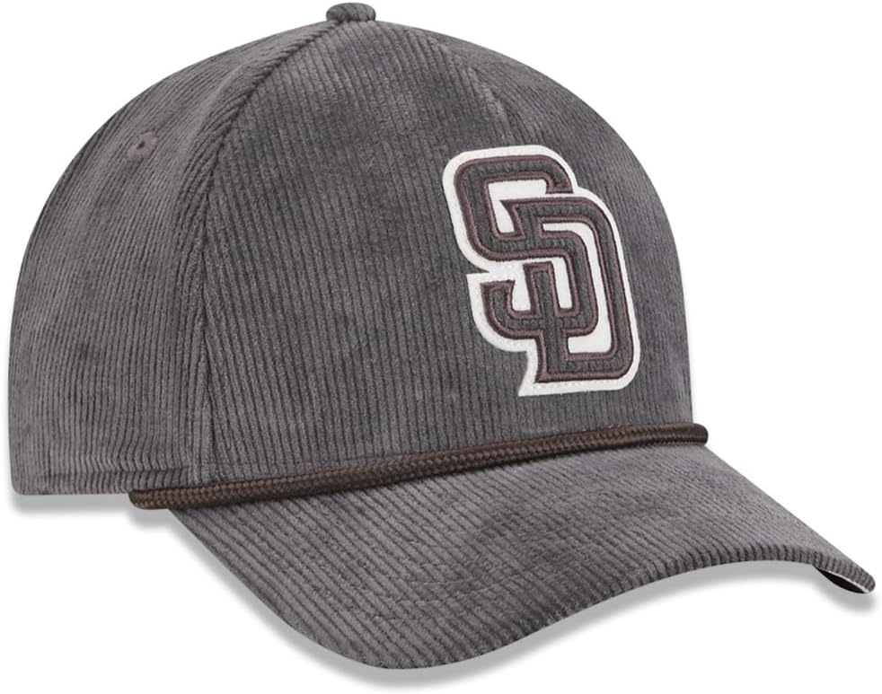 New Era SD San Diego Padres 9FORTY M-Crown Corduroy Snapback Cap, Adjustable Hat Grey