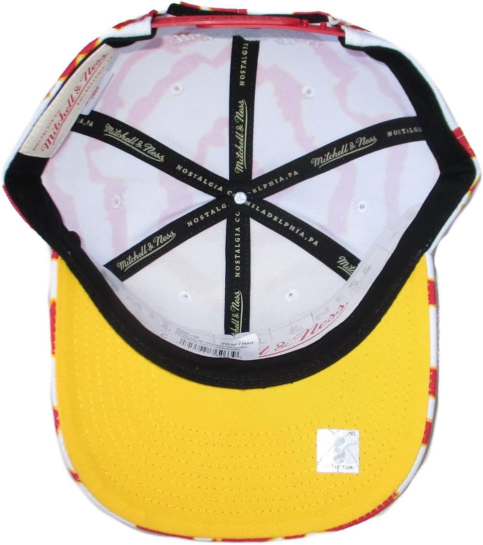 Mitchell & Ness Atlanta Hawks Krookz Snapback Adjustable Hat Cap - White and Red