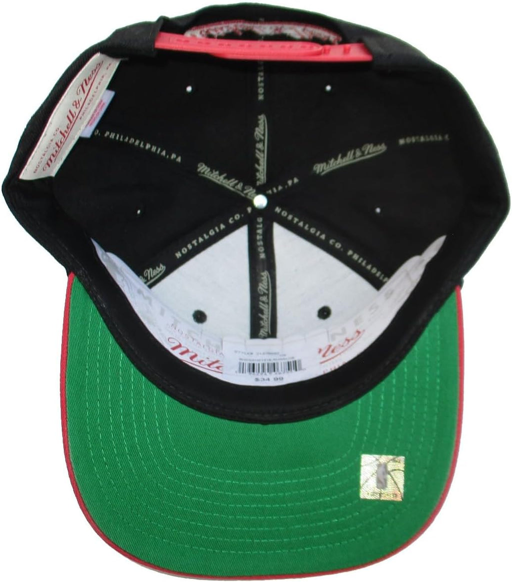 Mitchell & Ness Atlanta Hawks City Block Snapback Adjustable Hat Cap - Black and Red