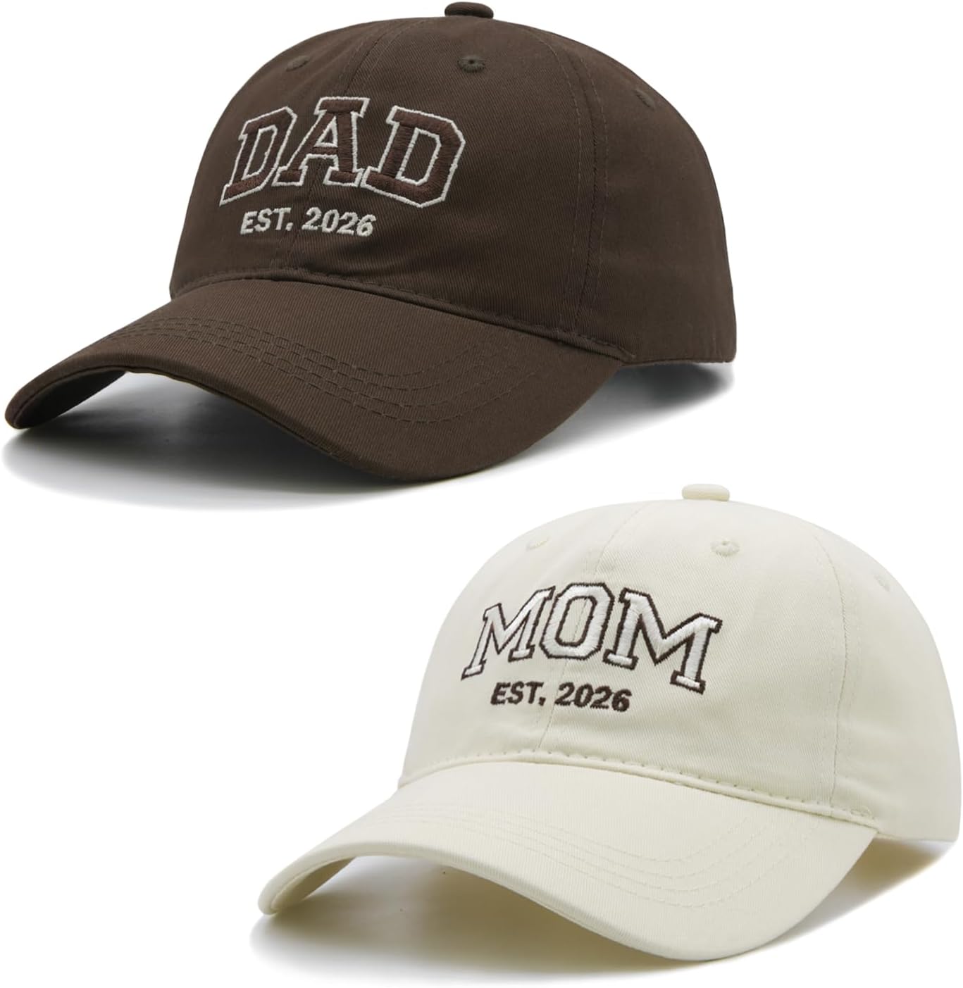 Waldeal Mom and Dad Est 2026 Hats, New Parents Gifts, Matching Adjustable Embroidered Baseball Caps for Couples