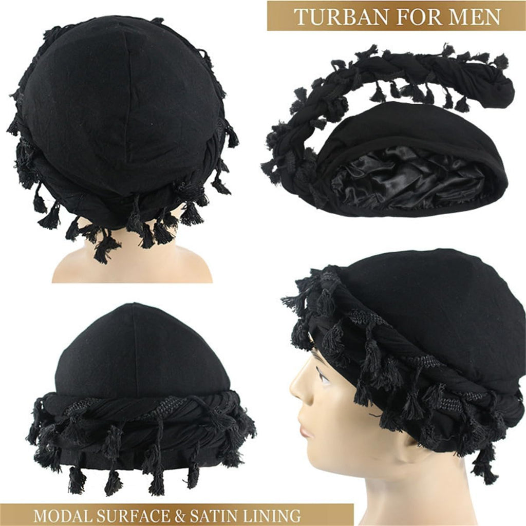 Turban for Men Halo Head Wraps Durag with Twisted Straps Elastic Satin Lined Halo Turban Head wraps for Men Women Half