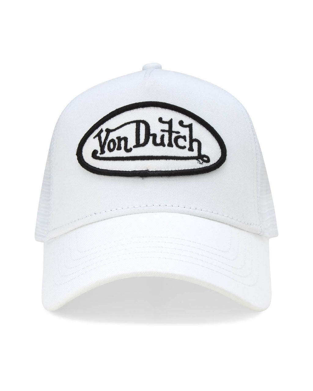 Von Dutch Unisex Trucker Hat - Retro Classic Solid Color Mesh Back Snapback Baseball Cap for Men & Women, Size One Size, White