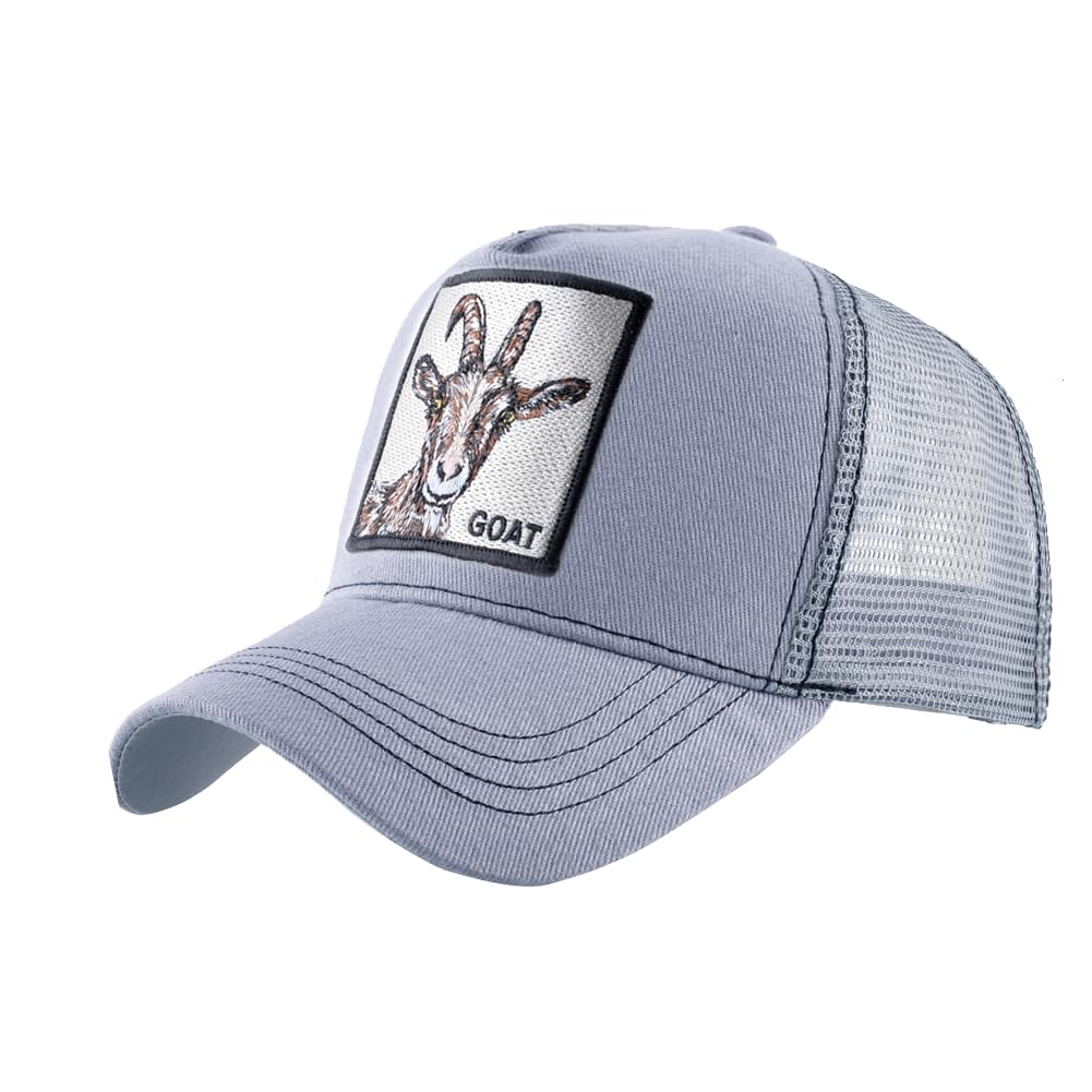 Animal Patch Mesh Trucker Baseball Cap Collection, Embroidered Design, Black