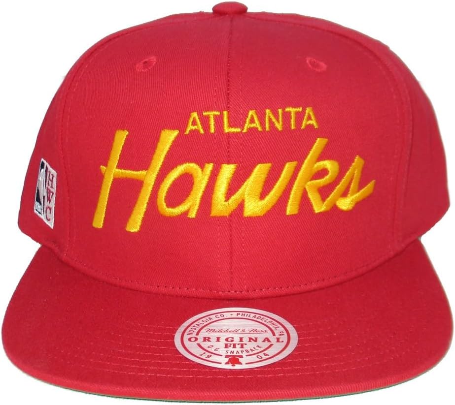 Mitchell & Ness Atlanta Hawks 90's Draft Day Snapback Adjustable Hat Cap - Red