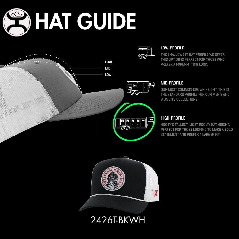 HOOEY Men's Quanah Adjustable Snapback Hat (US, Alpha, One Size, Black/White)
