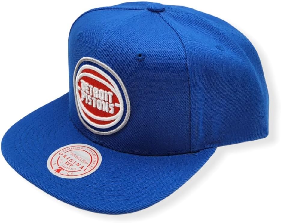 Detroit Pistons Mitchell & Ness NBA Snapback Cap Hat Teal Crown Black Visor Team Color Logo (2-Tone 2.0)