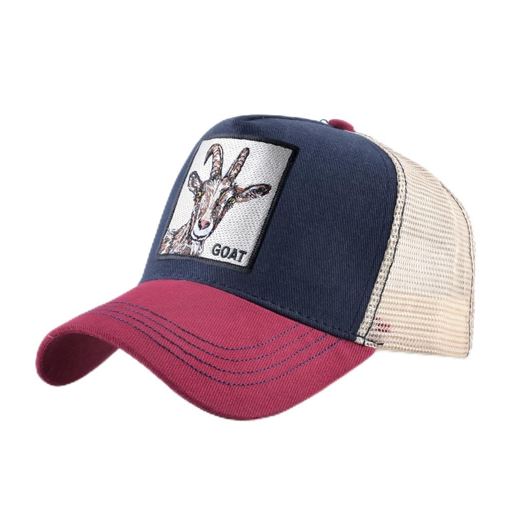 Animal Patch Mesh Trucker Baseball Cap Collection, Embroidered Design, Black
