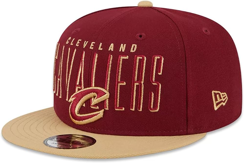 New Era Cleveland Cavaliers 9FIFTY Headline Snapback Cap, Adjustable Hat Red Gold