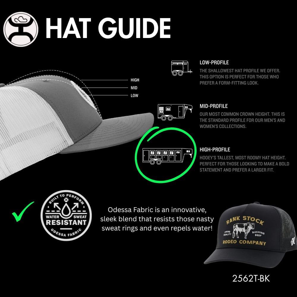 HOOEY Rank Stock Stitched Trucker Hat - Adjustable Snapback, Breathable Mesh Baseball Cap