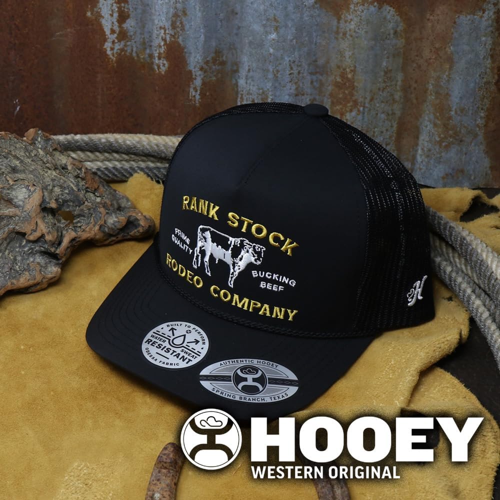 HOOEY Rank Stock Stitched Trucker Hat - Adjustable Snapback, Breathable Mesh Baseball Cap