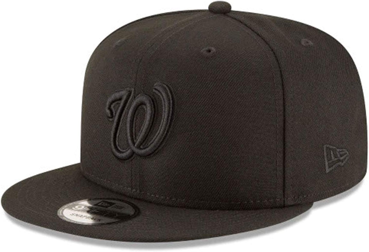 New Era MLB 9FIFTY Black Black Primary Logo Team Adjustable Snapback Hat Cap