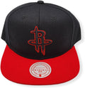 Houston Rockets Mitchell & Ness NBA Hand Drawn Snapback Cap Hat White Crown/Visor Team Color Logo With Multiple Patches