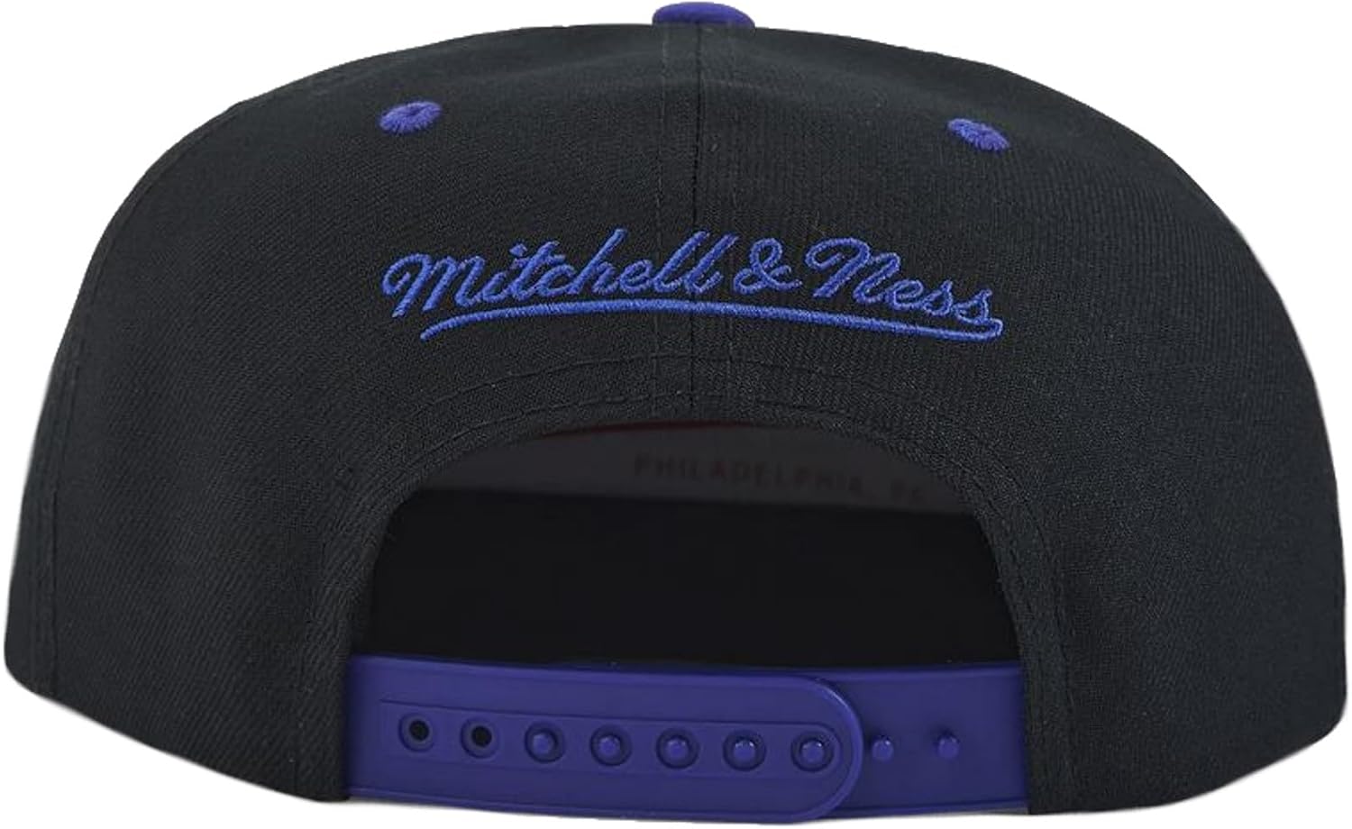 Mitchell & Ness Charlotte Hornets Script Pop Snapback Adjustable Hat Cap - Black with Purple Bill