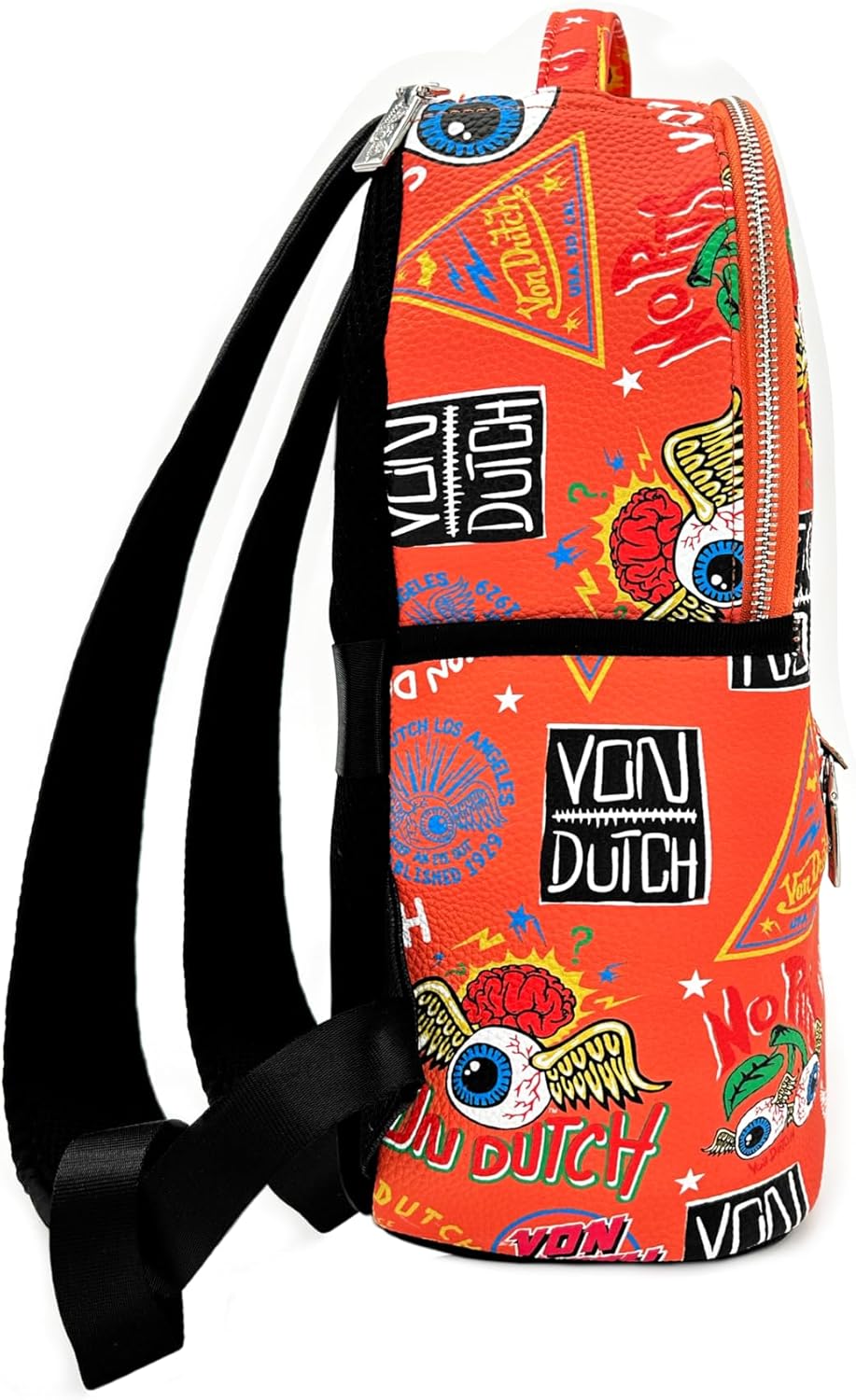 Von Dutch Small Backpack – Stylish Multi‑Purpose Backpack with Front Zip Pocket, Adjustable Straps, and Durable Design (Orange Jax)