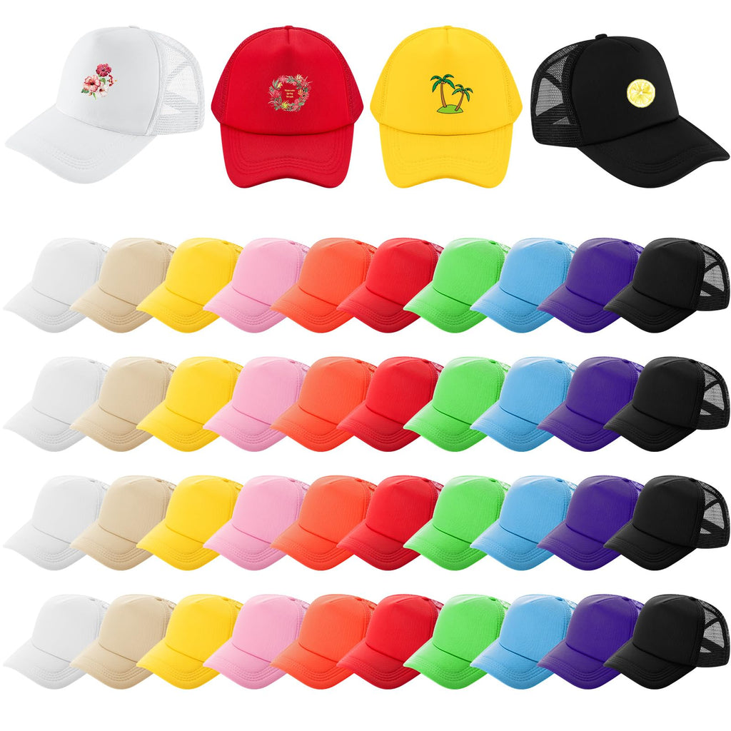 Hercicy 40 Pack Sublimation Blank Trucker Hat Bulk Wholesale Mesh Baseball Cap for Women Men DIY Hat Bar Party