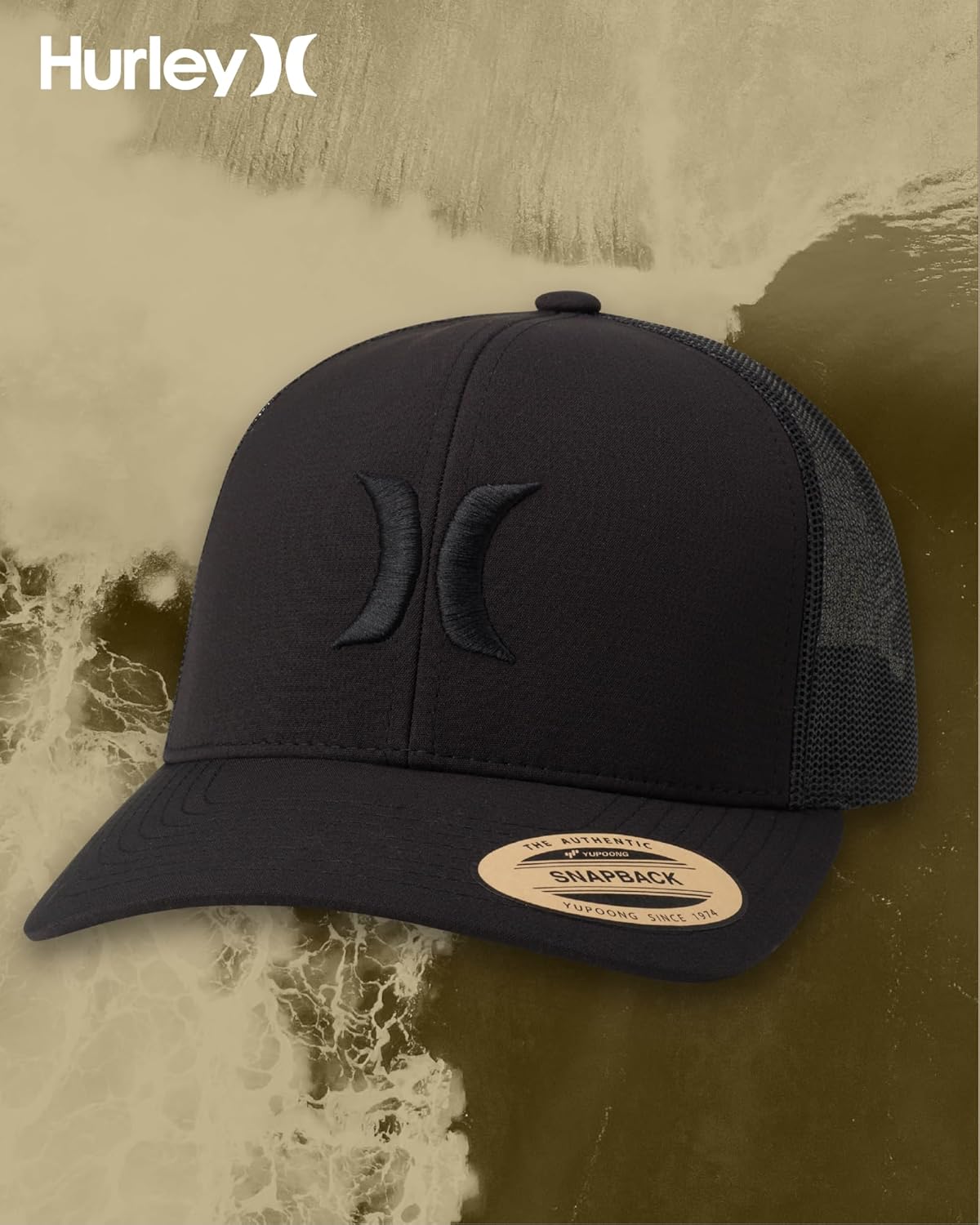 Hurley Mens Caps - Del Mar Mesh Panel Baseball Cap Trucker Hat - Snap Back Hats for Men