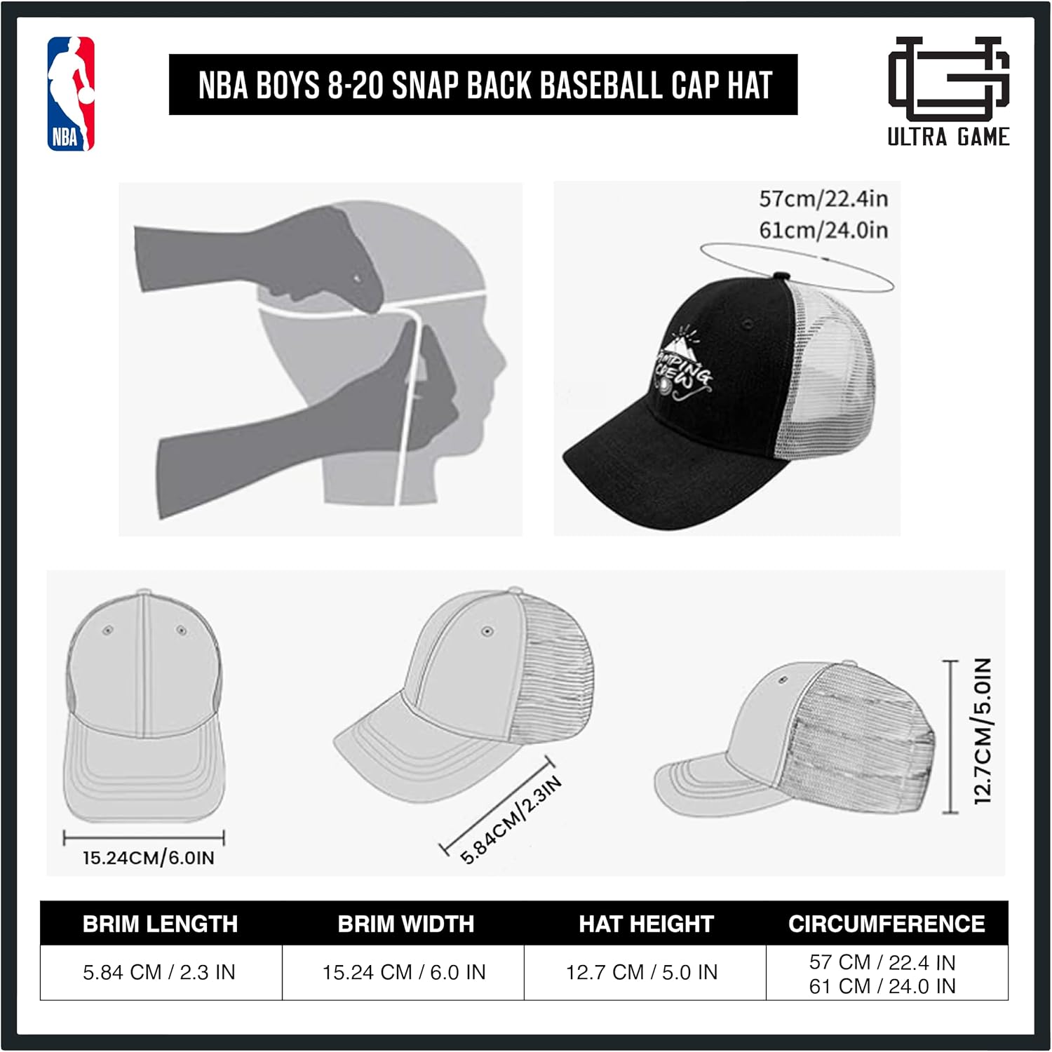 Ultra Game NBA Boys Adjustable Hat Cap One Size Fits All