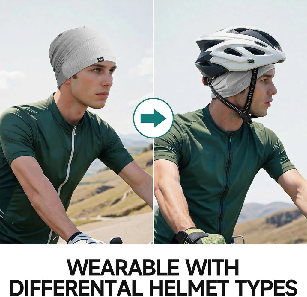 QINGLONGLIN 3Pcs Cooling Skull Cap for Men Women-Lightweight Breathable Beanie Hat, Thin Quick Dry Running Cap for Cycling