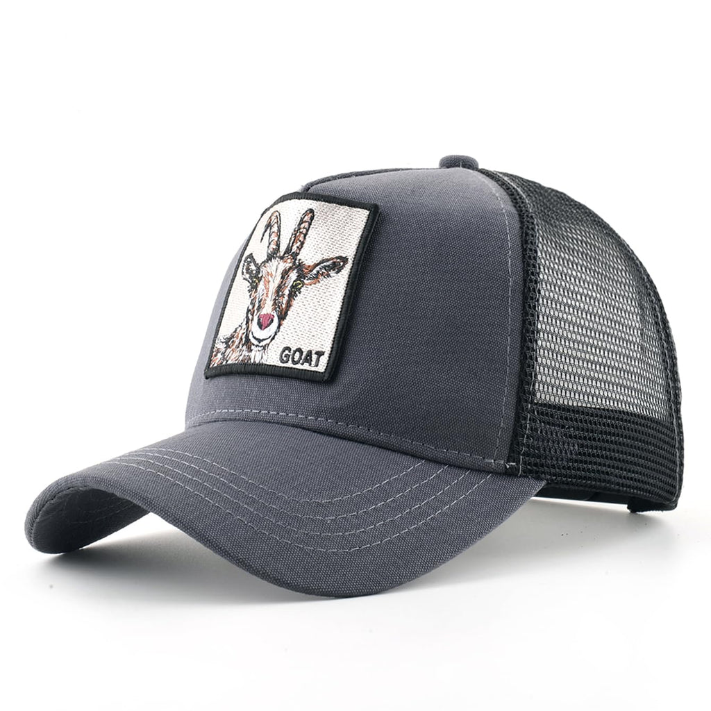 Animal Patch Mesh Trucker Baseball Cap Collection, Embroidered Design, Black