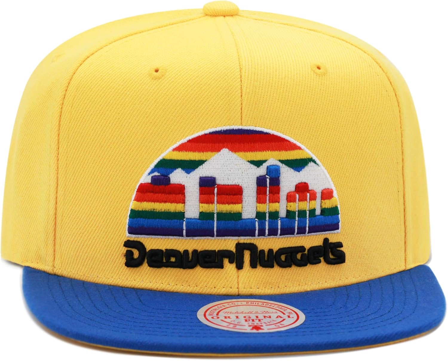 Mitchell & Ness Denver Nuggets Core Basics Snapback Hat Adjustable Cap - Yellow Gold/Royal