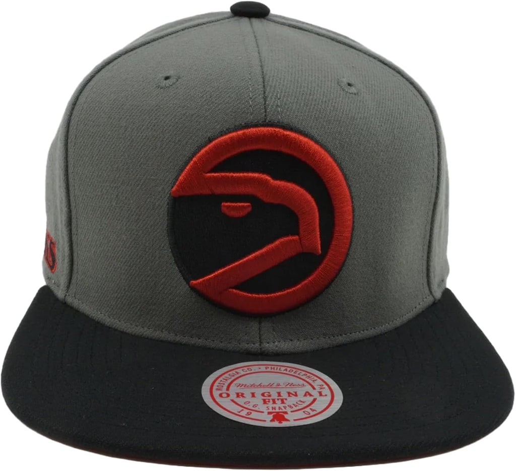 Mitchell & Ness Atlanta Hawks Storm Front HWC Snapback Hat Cap - Gray