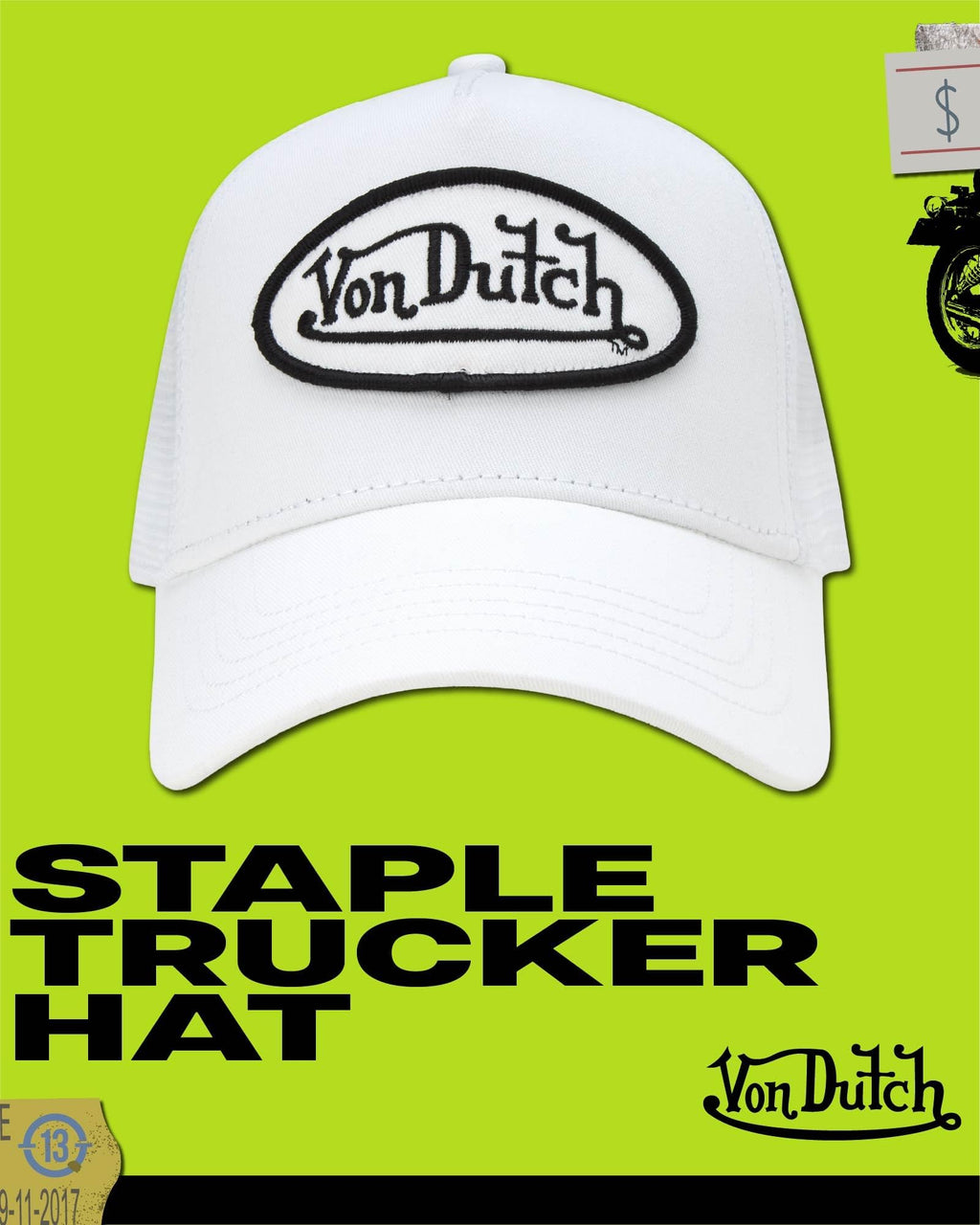 Von Dutch Unisex Trucker Hat - Retro Classic Solid Color Mesh Back Snapback Baseball Cap for Men & Women, Size One Size, White