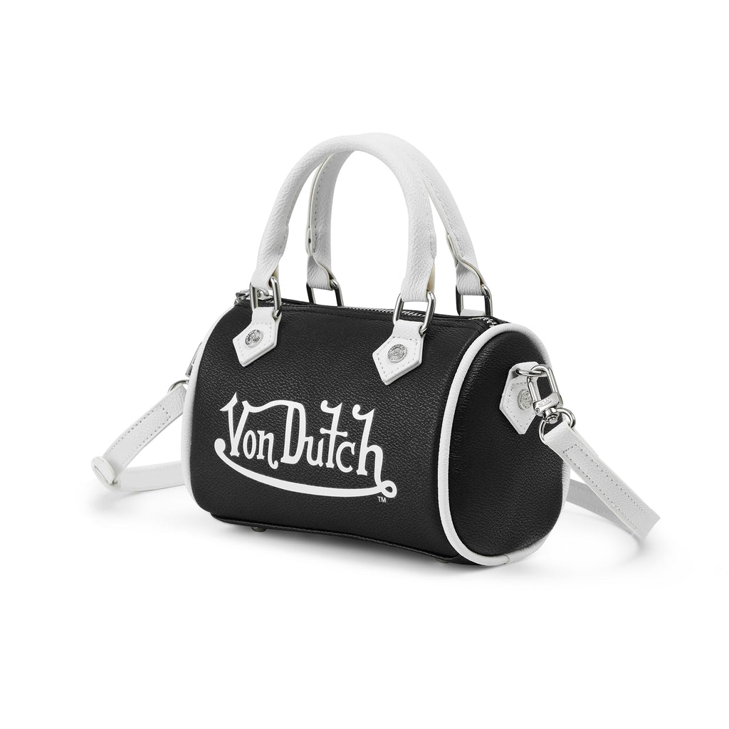 Von Dutch Core Hanna Bag | 6.5” Vegan Leather Mini Crossbody with Logo Hardware, Top Handles & Branded Interior Pouch