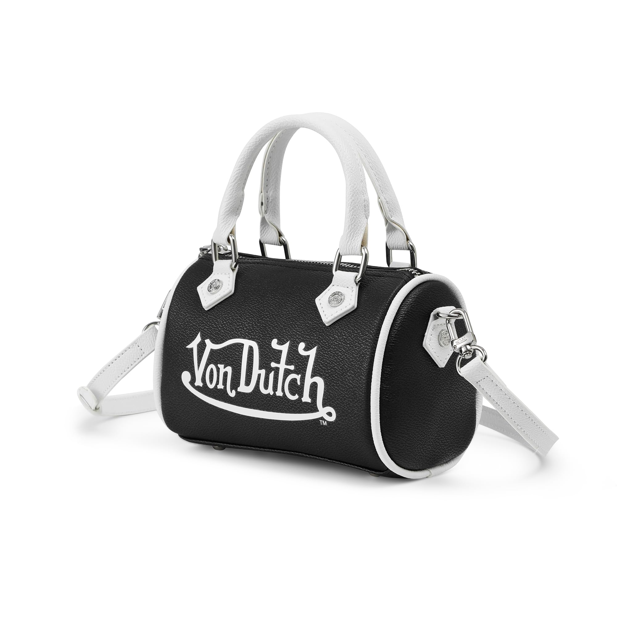 Von Dutch Core Hanna Bag | 6.5” Vegan Leather Mini Crossbody with Logo Hardware, Top Handles & Branded Interior Pouch