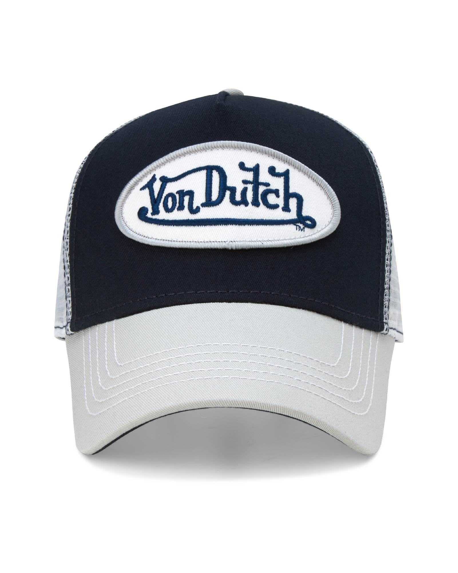 Von Dutch Unisex Trucker Hat - Curved Bill Mesh Back Retro Classic Colorblock Snapback Baseball Cap for Men and Women