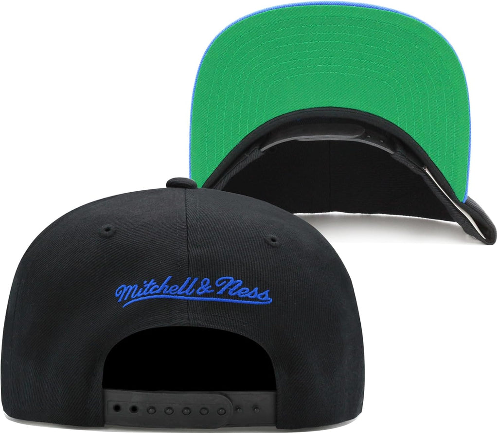 Mitchell & Ness Denver Nuggets Hardwood Classics NBA Team Script 2.0 Snapback Hat Adjustable Cap - Black/Royal
