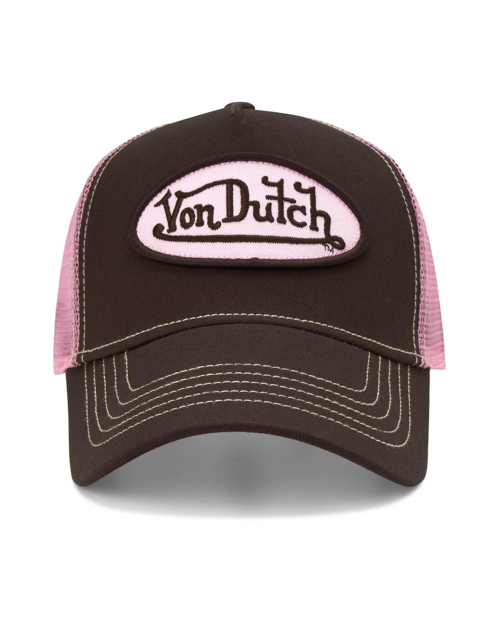 Von Dutch Unisex Trucker Hat - Curved Bill Mesh Back Retro Classic Colorblock Snapback Baseball Cap for Men and Women