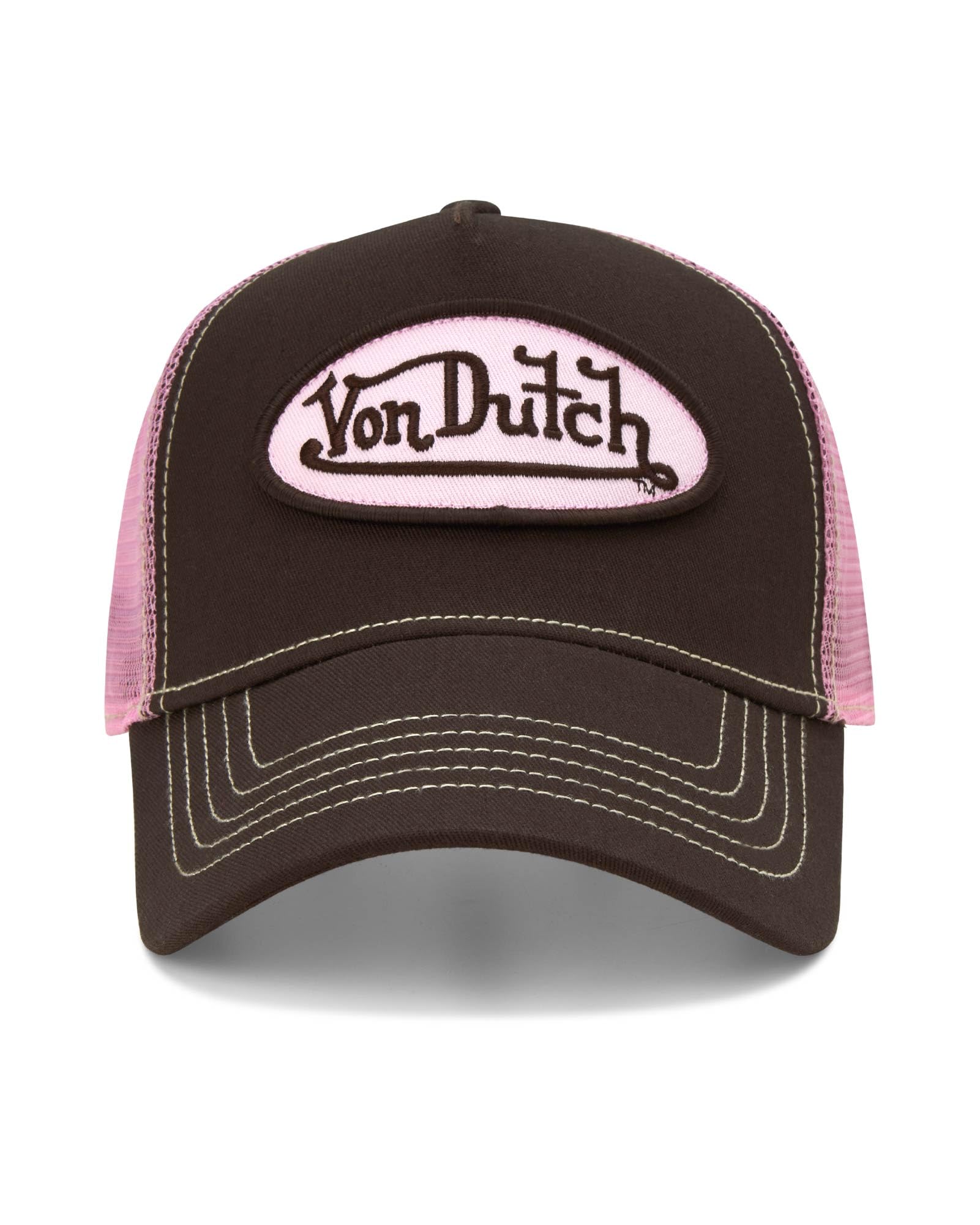 Von Dutch Unisex Trucker Hat - Curved Bill Mesh Back Retro Classic Colorblock Snapback Baseball Cap for Men and Women