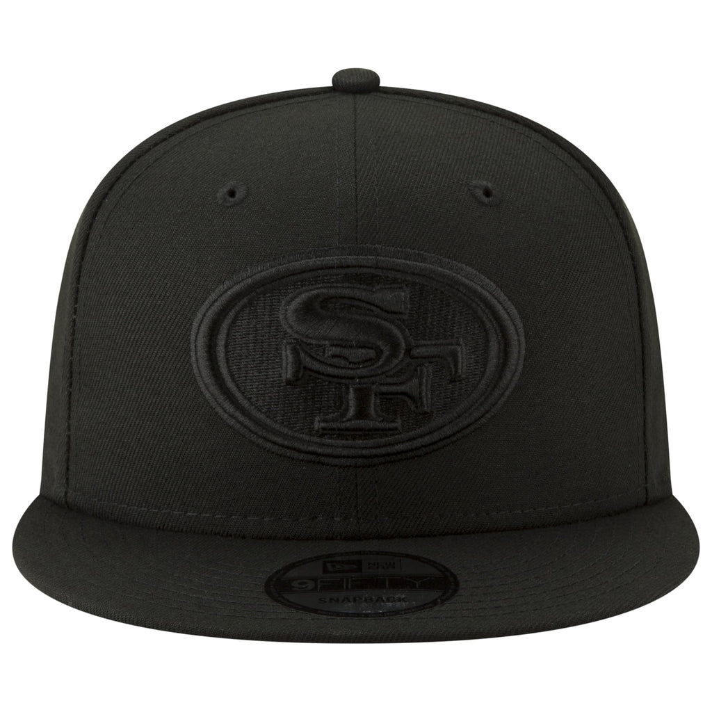 New Era NFL 9FIFTY Black On Black Adjustable Snapback Hat Cap One Size Fits All (San Francisco 49ers)