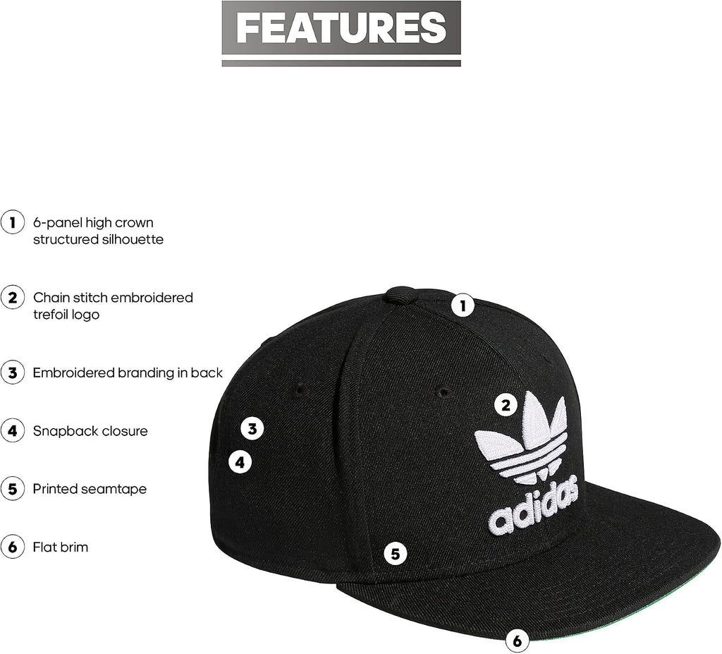 adidas Originals Men's Trefoil Chain Flatbrim Snapback Cap, One Size