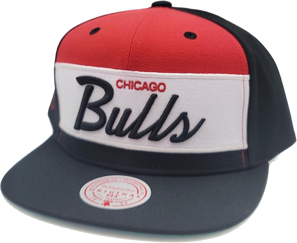 Mitchell & Ness Chicago Bulls New Retro Sport Script Black Red Era Snapback Hat Cap